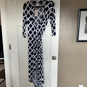 Navy and White Asymmetrical Dress by Yessica